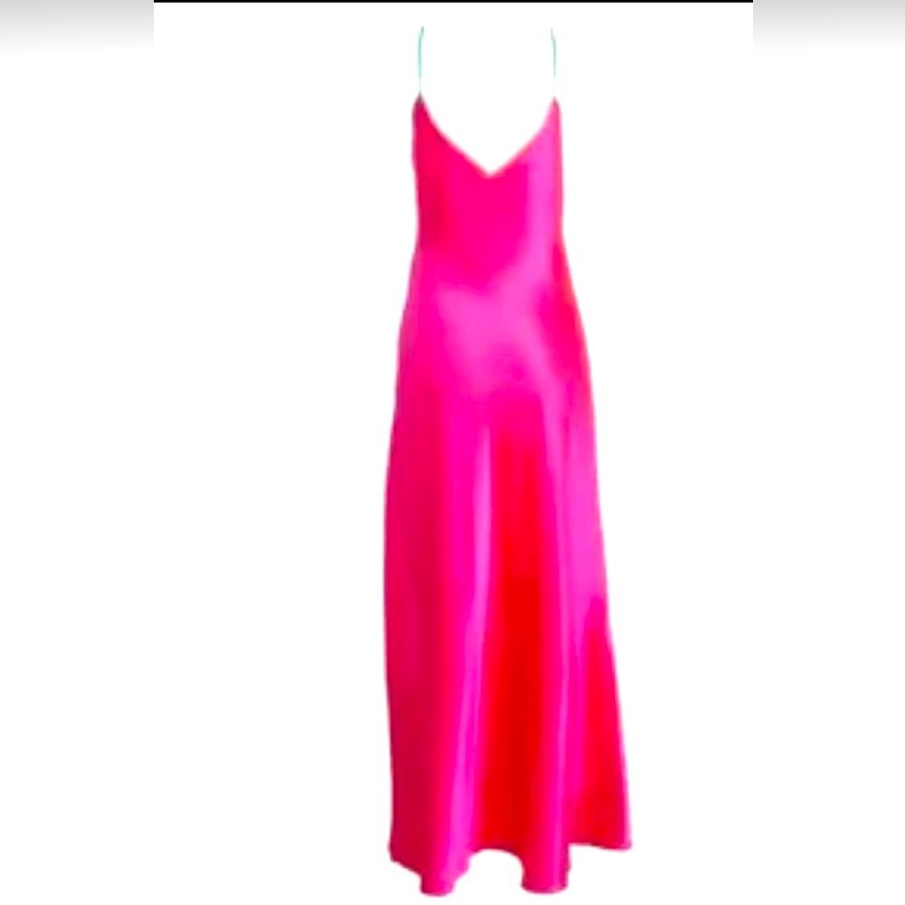 Dannijo acid pink maxi slip dress